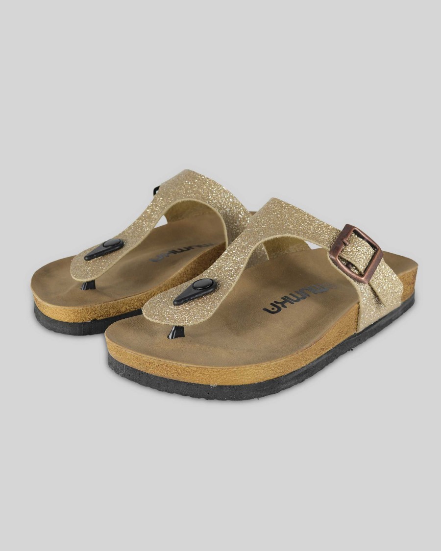 Women Mumka Shoes | Gold Glitter Sandals