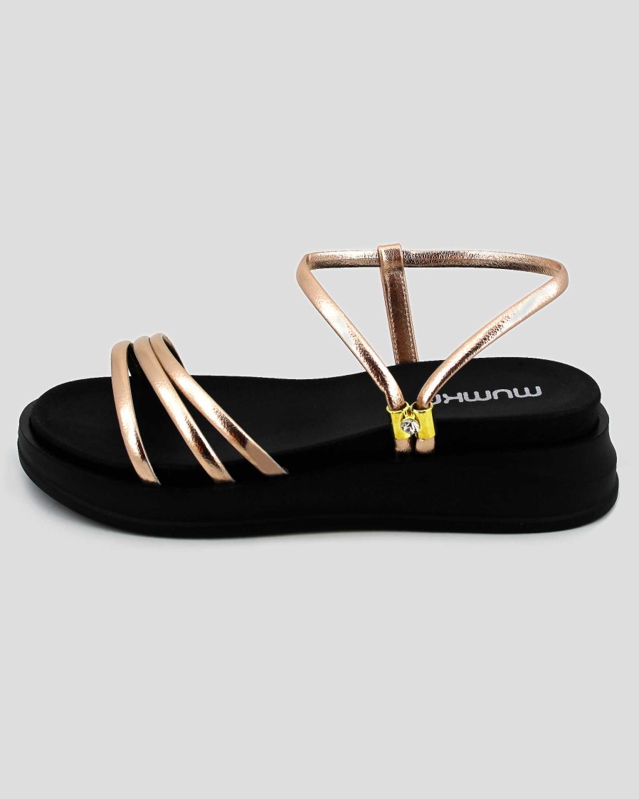 Women Mumka Shoes | Gold Platform Sandals