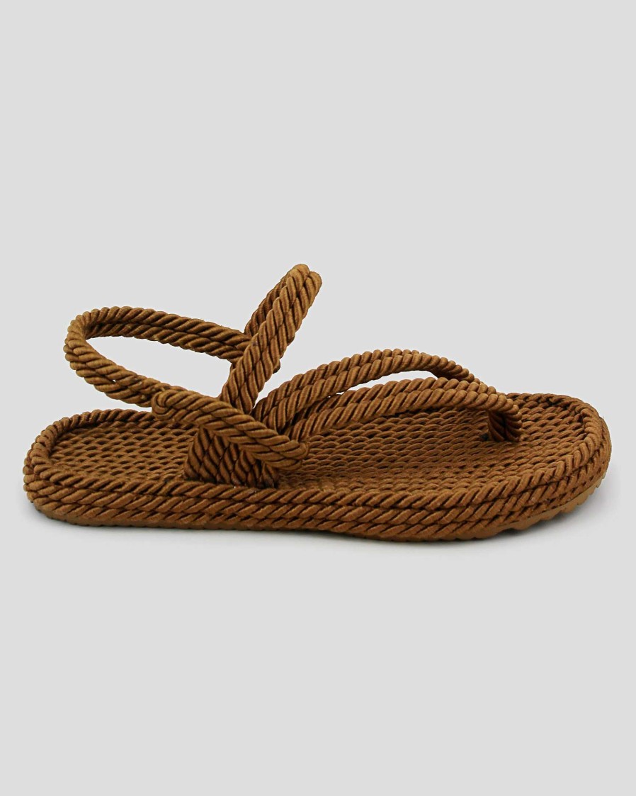 Women Mumka Shoes | Brown Crossed Nomad Sandals