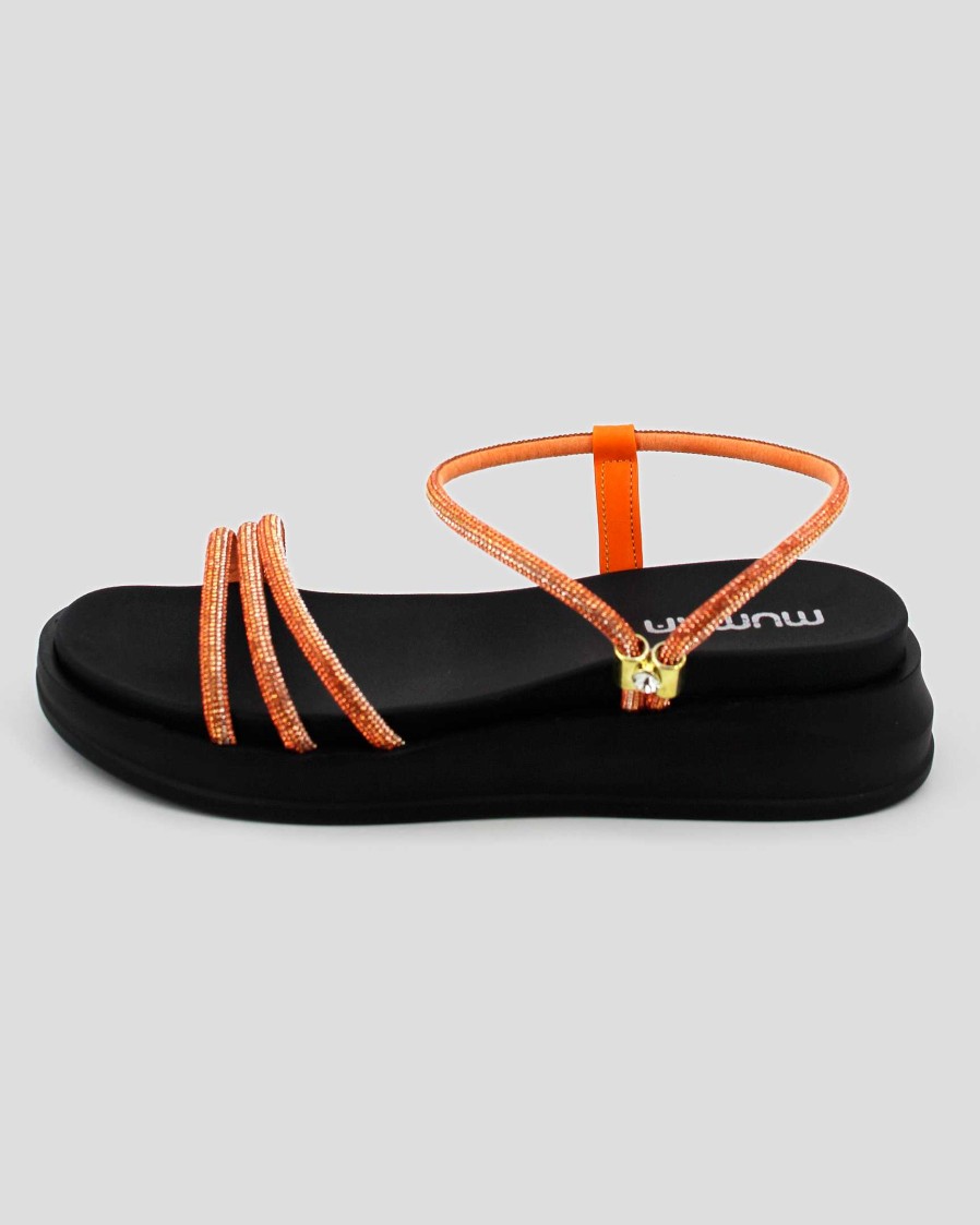 Women Mumka Shoes | Orange Stones Platform Sandals