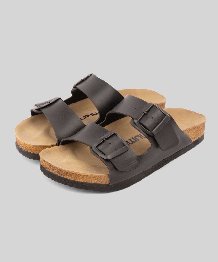 Women Mumka Shoes | Smooth Black Strap Sandals