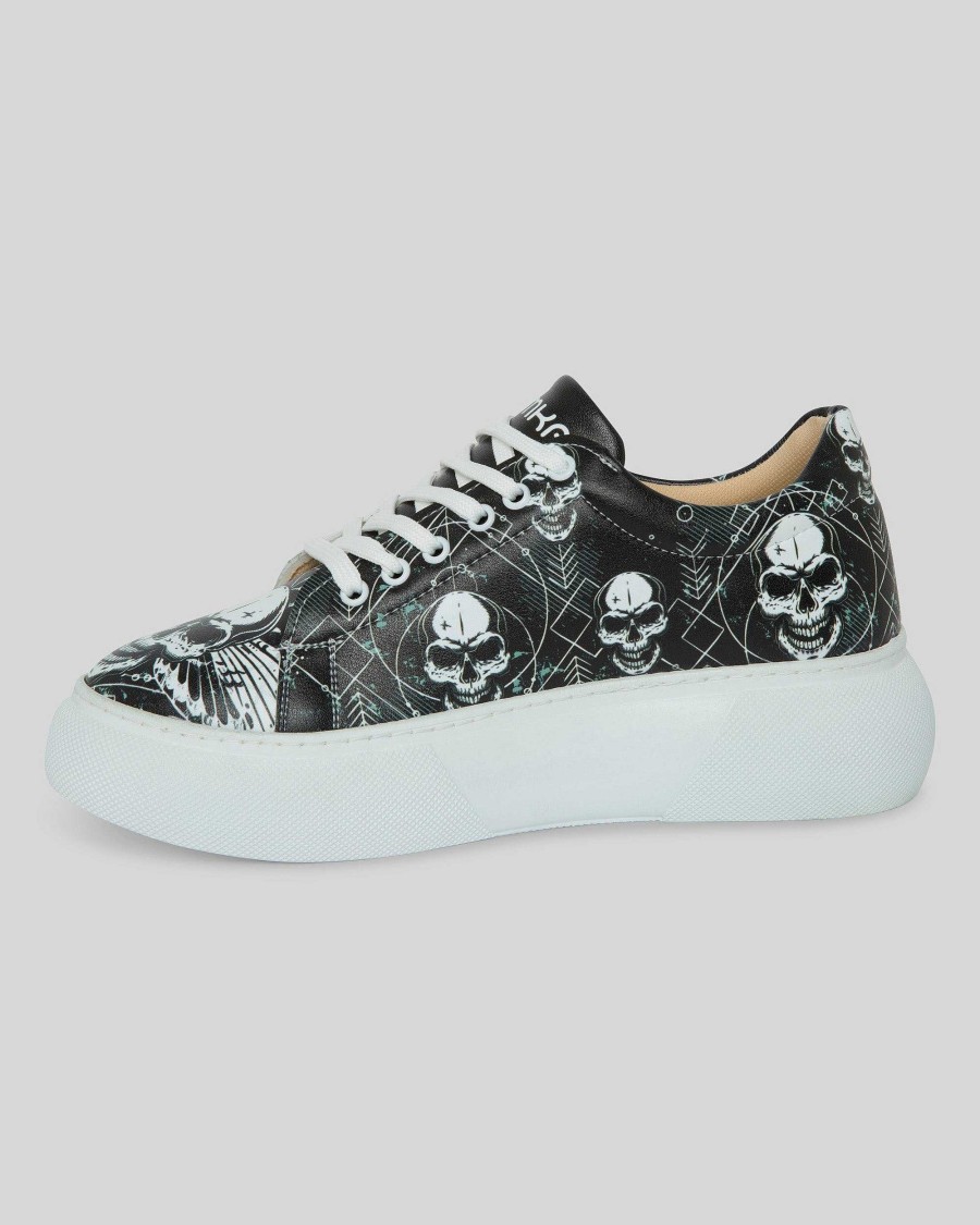 Women Mumka Shoes | Skull With Wings Sneakers