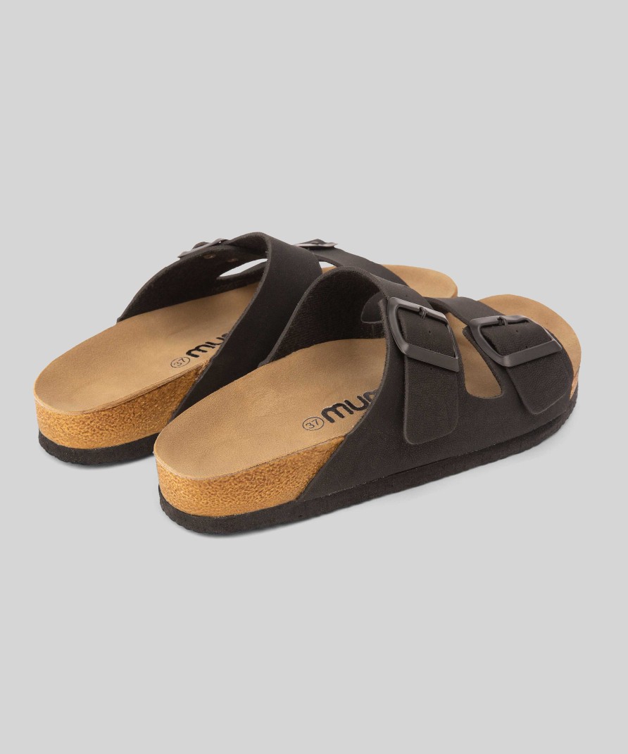 Women Mumka Shoes | Sandals Strap Black Texture