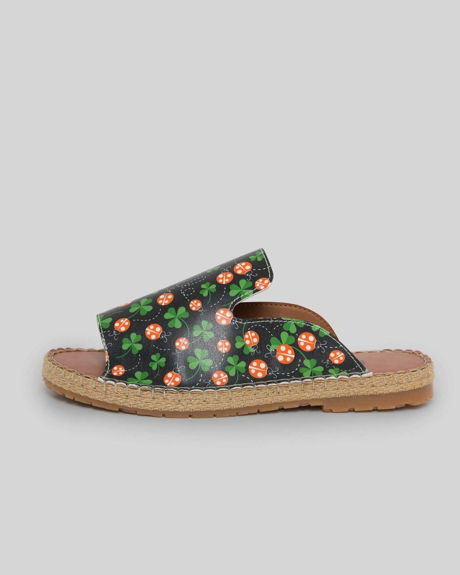 Women Mumka Shoes | Ladybug Salute Black Sandals