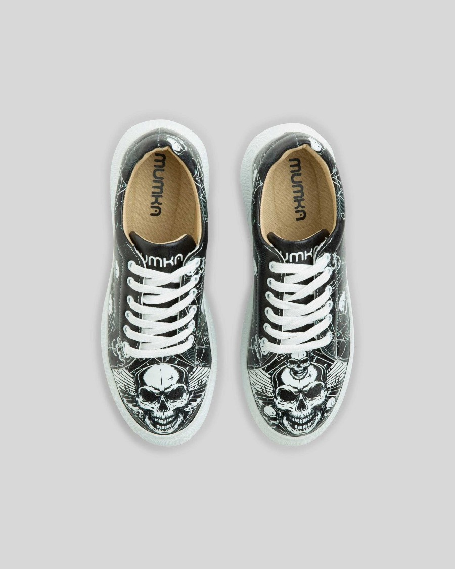 Women Mumka Shoes | Skull With Wings Sneakers