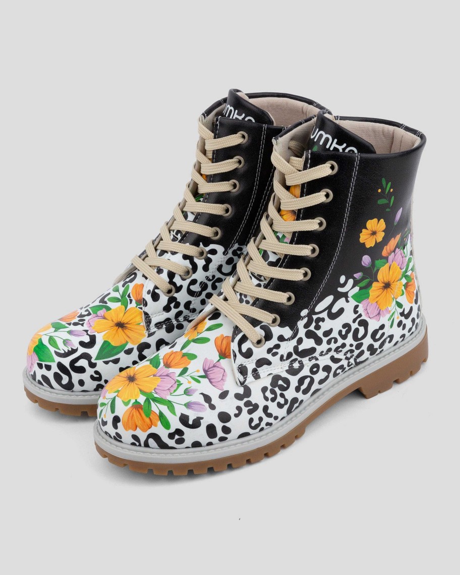 Women Mumka Shoes | Animal Print Flowers Boots