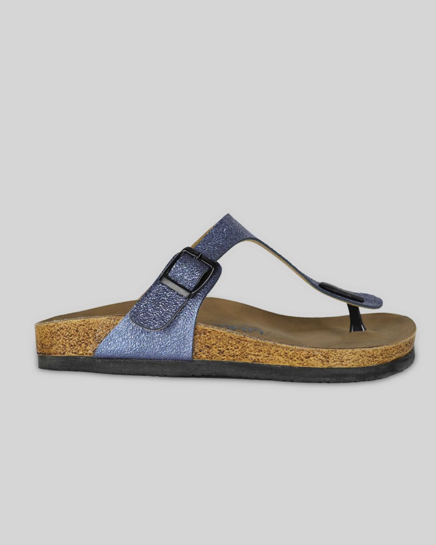 Women Mumka Shoes | Blue Glitter Sandals