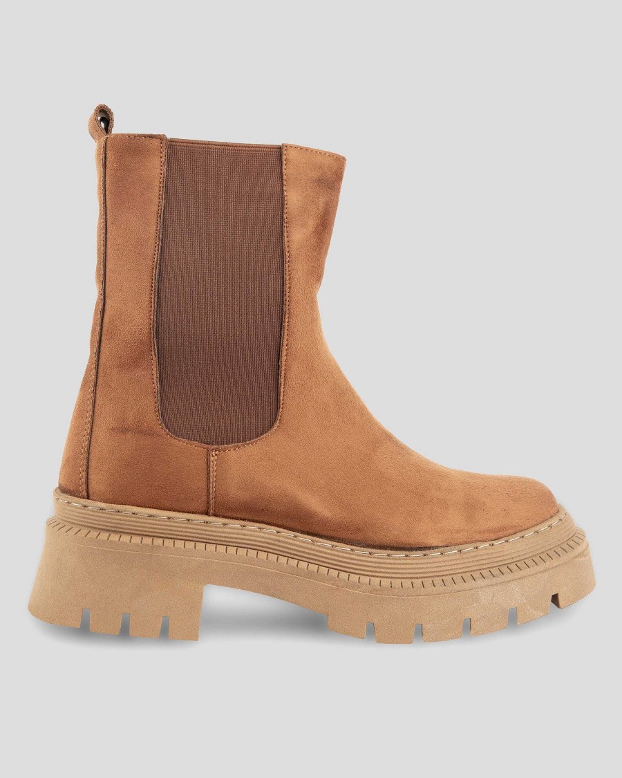 Women Mumka Shoes | Brown Chelsea Boots