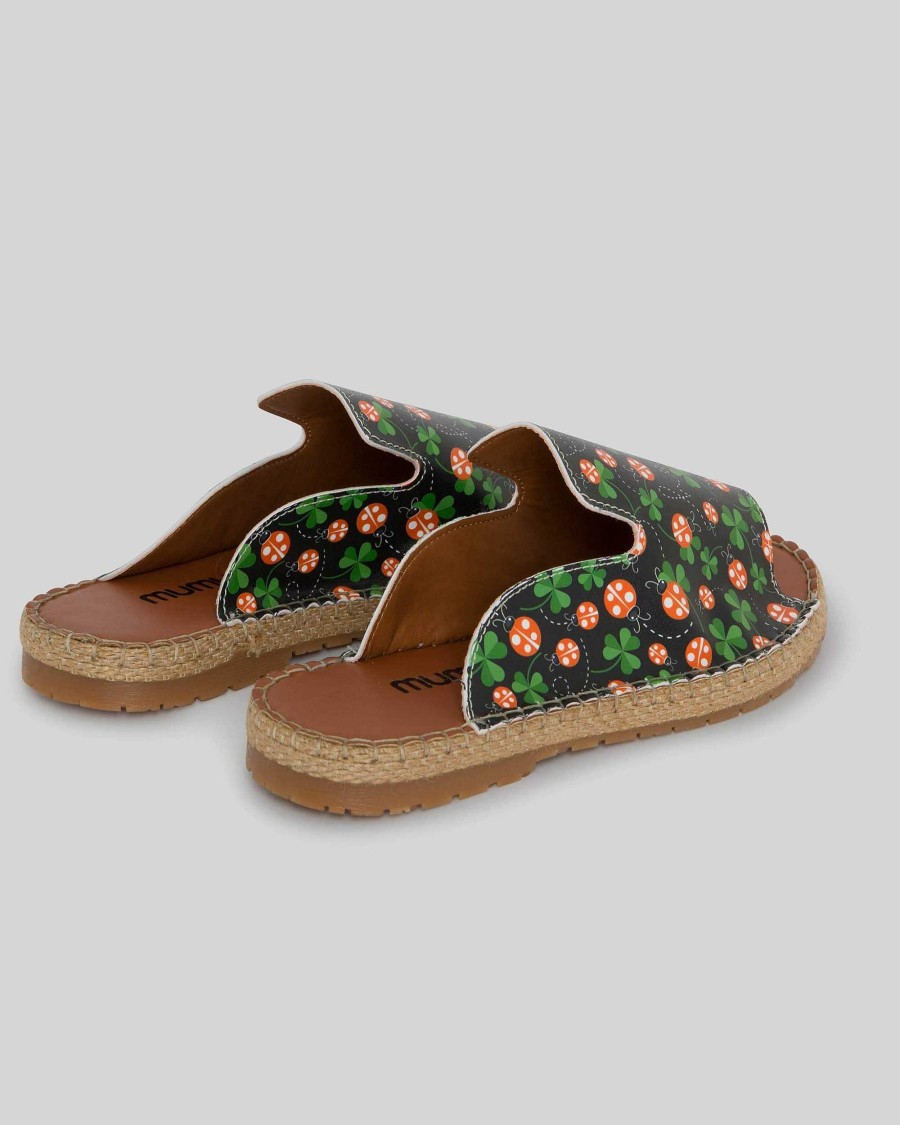 Women Mumka Shoes | Ladybug Salute Black Sandals