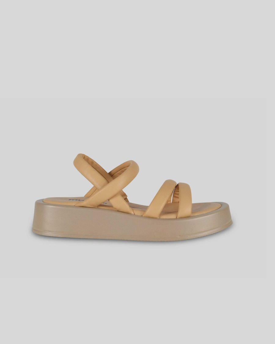 Women Mumka Shoes | Nude Platform Sandals