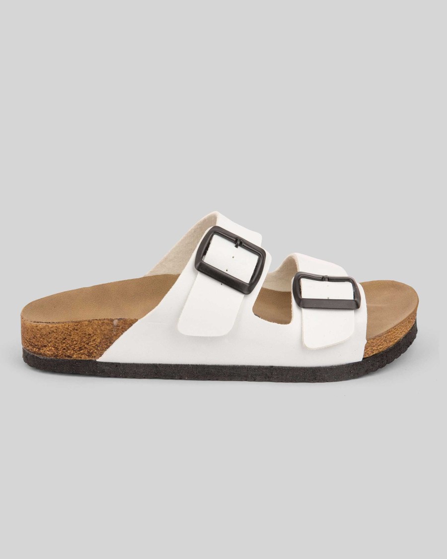 Women Mumka Shoes | White Strap Sandals