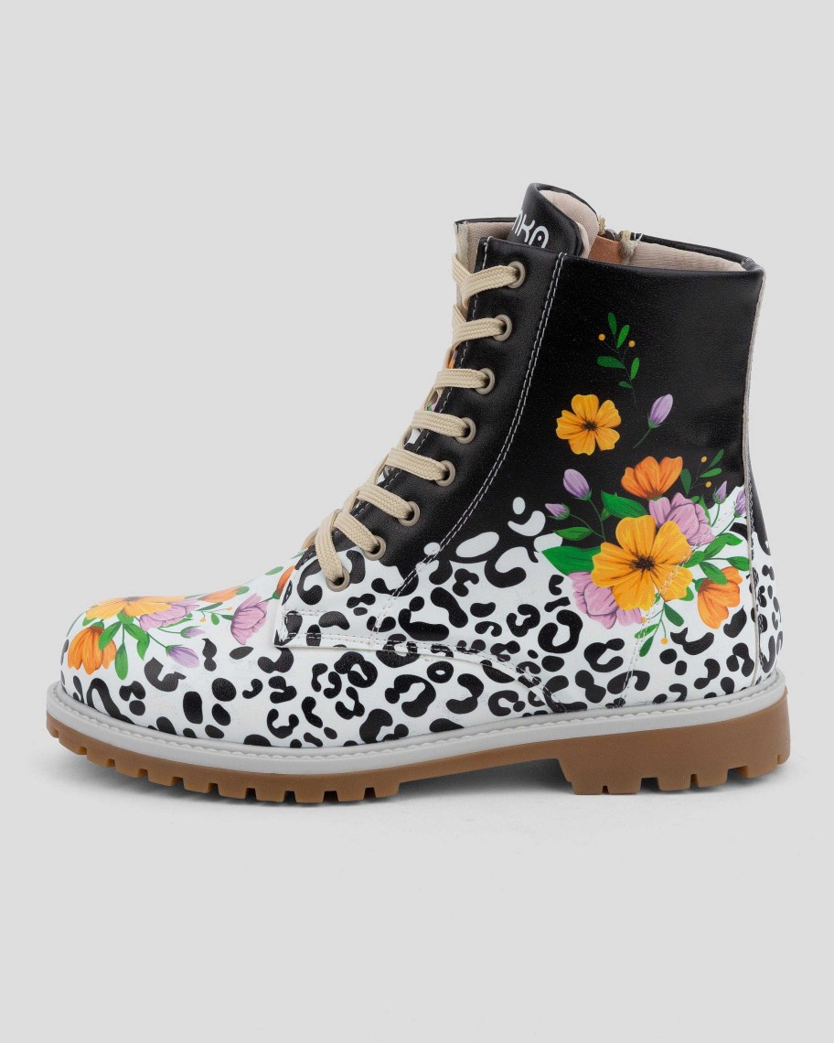 Women Mumka Shoes | Animal Print Flowers Boots