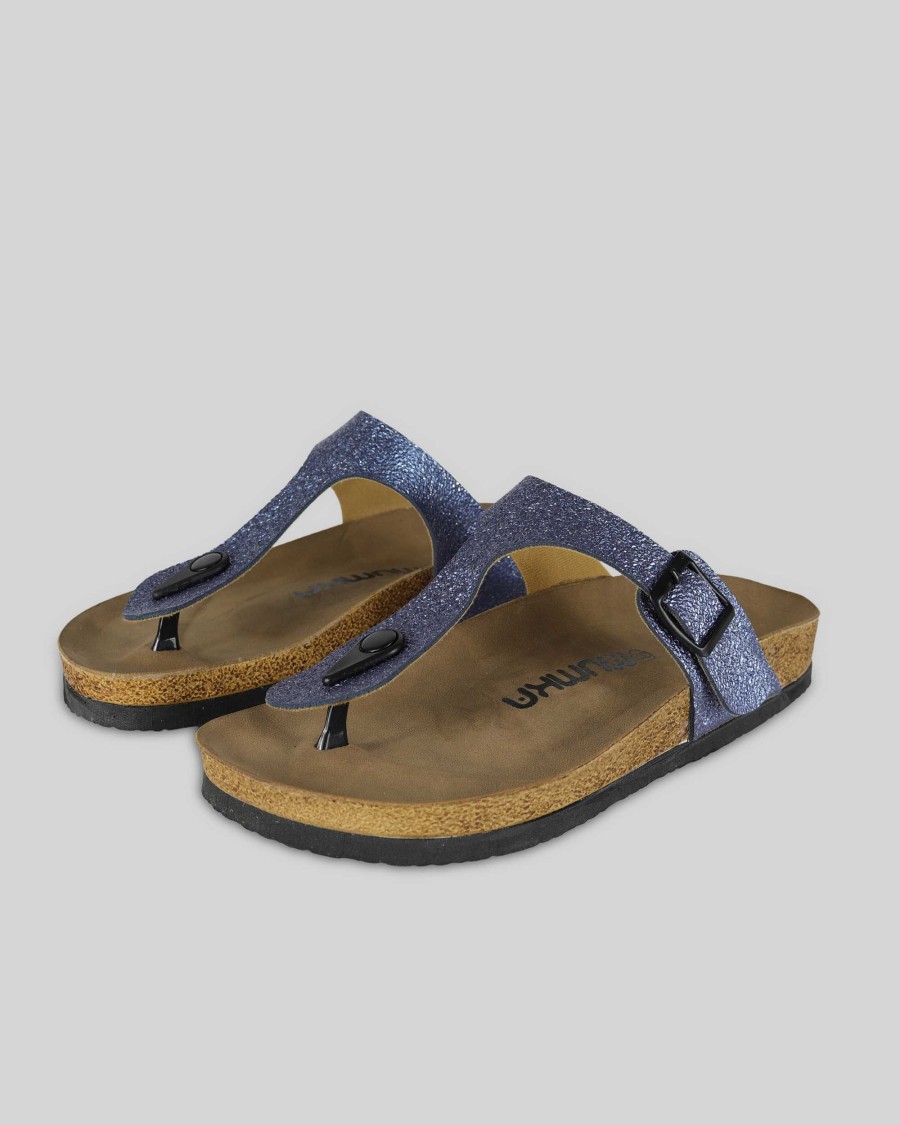 Women Mumka Shoes | Blue Glitter Sandals