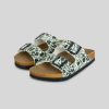 Women Mumka Shoes | Black And White Flower Sandals