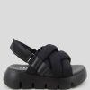 Women Mumka Shoes | Black Cross Sandals