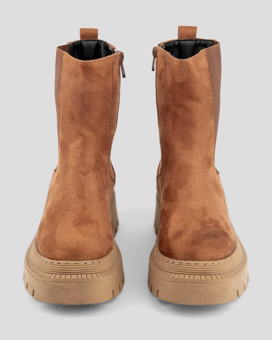 Women Mumka Shoes | Brown Chelsea Boots