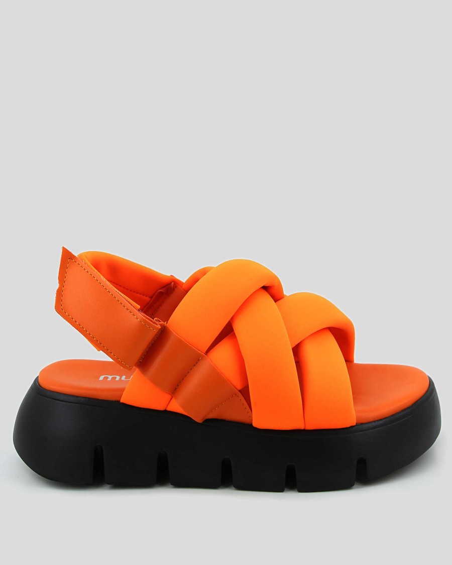 Women Mumka Shoes | Cross Orange Sandals