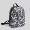 Women Mumka Shoes | Black And White Leaves Backpack