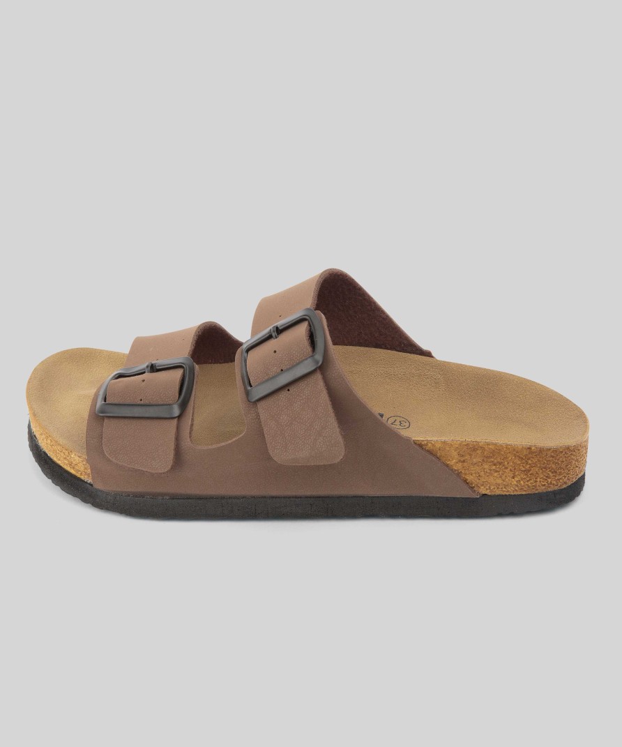 Women Mumka Shoes | Brown Textured Strap Sandals