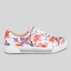 Women Mumka Shoes | Pink And Purple Flowers Shoes (White)