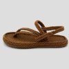 Women Mumka Shoes | Brown Crossed Nomad Sandals