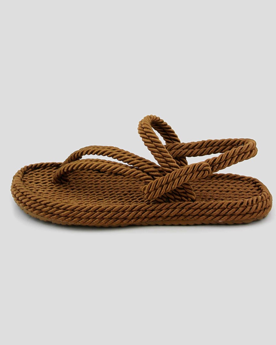 Women Mumka Shoes | Brown Crossed Nomad Sandals