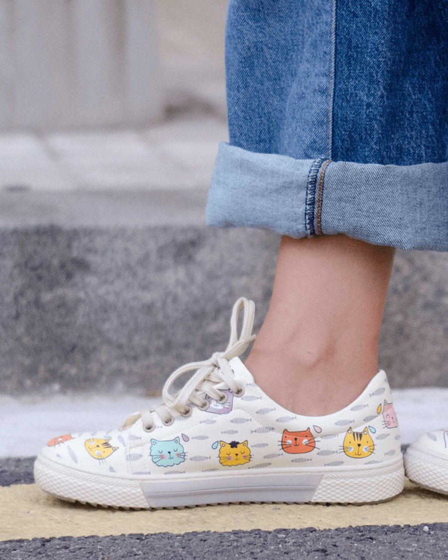 Women Mumka Shoes | Meow! Beige Sneakers