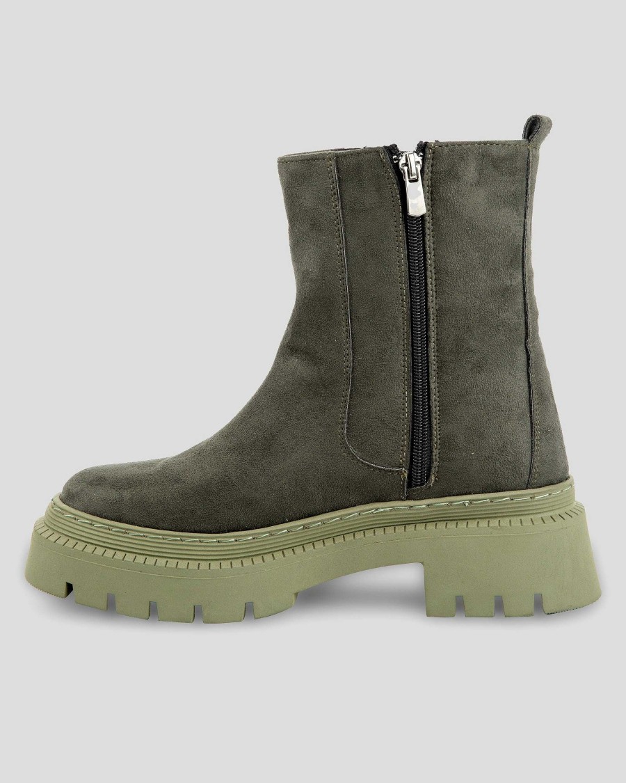 Women Mumka Shoes | Khaki Chelsea Boots