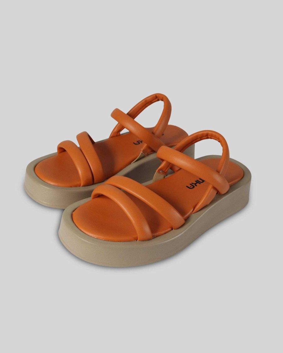 Women Mumka Shoes | Orange Platform Sandals